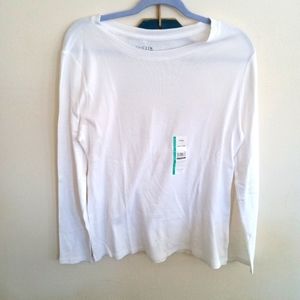 NWT white ribbed long sleeve shirt XL